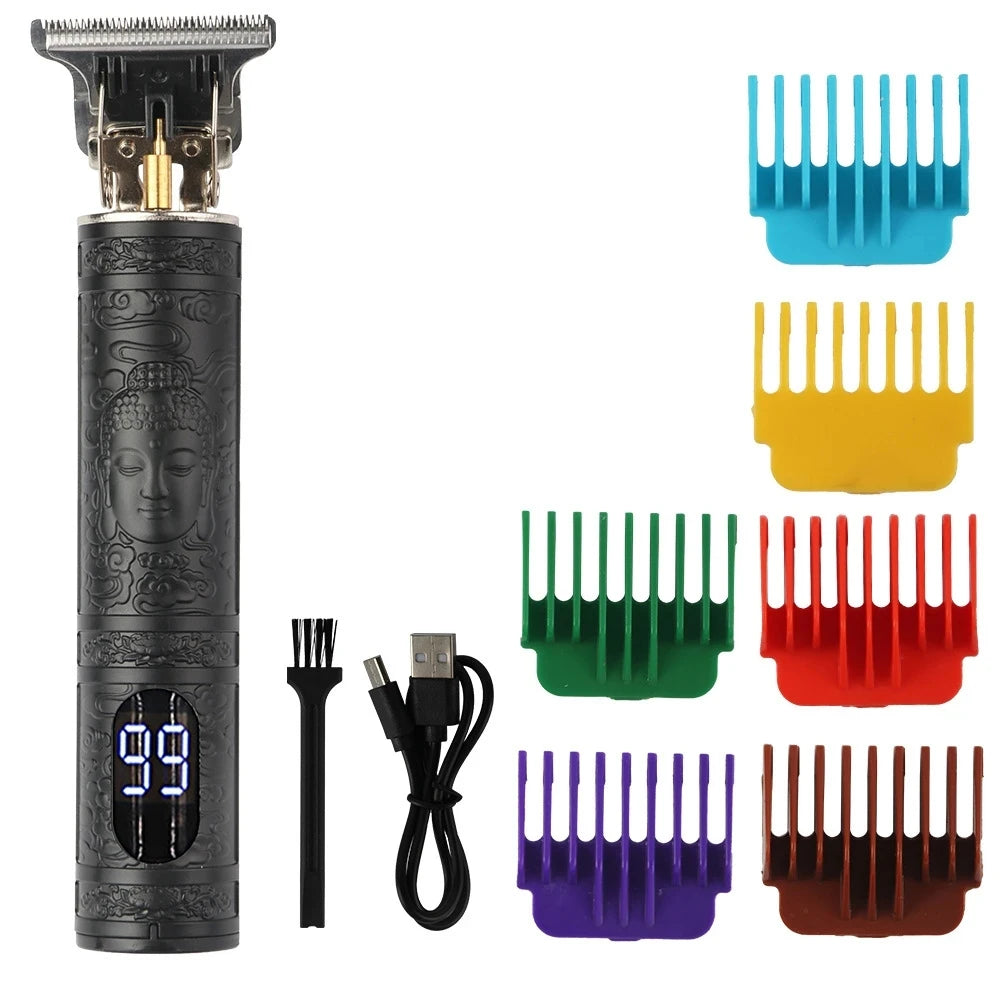 T9 LCD Electric Hairdresser Oil Shaving Head Electric Pusher
