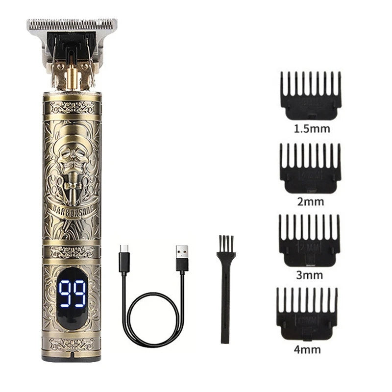 T9 LCD Electric Hairdresser Oil Shaving Head Electric Pusher