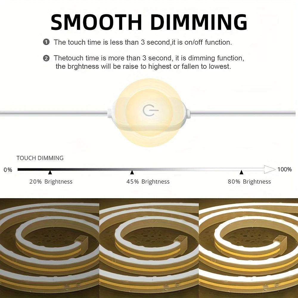 LED Strip Neon Light USB DC 5V Dimmable Touch Sensor Switch