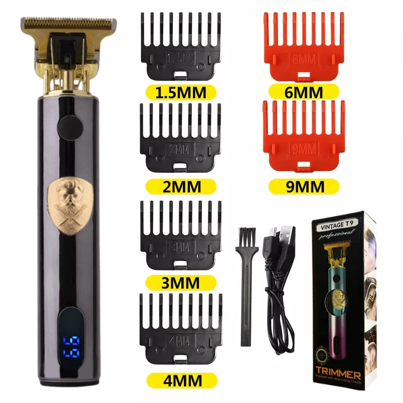 T9 LCD Electric Hairdresser Oil Shaving Head Electric Pusher
