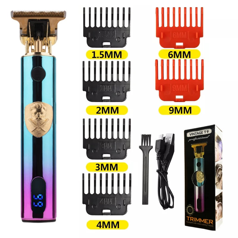 T9 LCD Electric Hairdresser Oil Shaving Head Electric Pusher